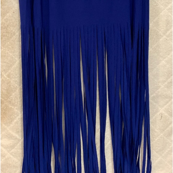 NWOT Venus Royal blue maxi fringe skirt - Picture 2 of 5